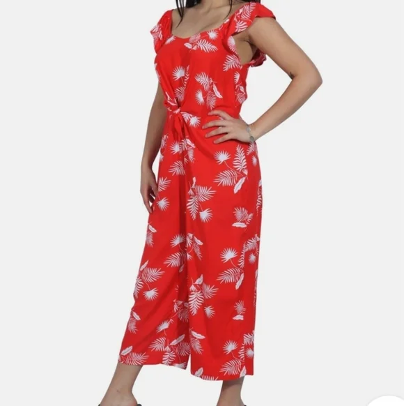 St. John's Bay | Red Floral Jumpsuit - Picture 2 of 5